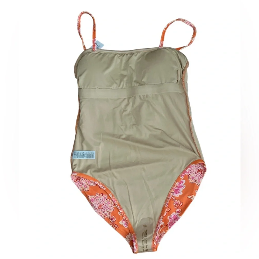 NEW Old Navy Floral One Piece Swimsuit Women's Size XS Smocked Orange NWT